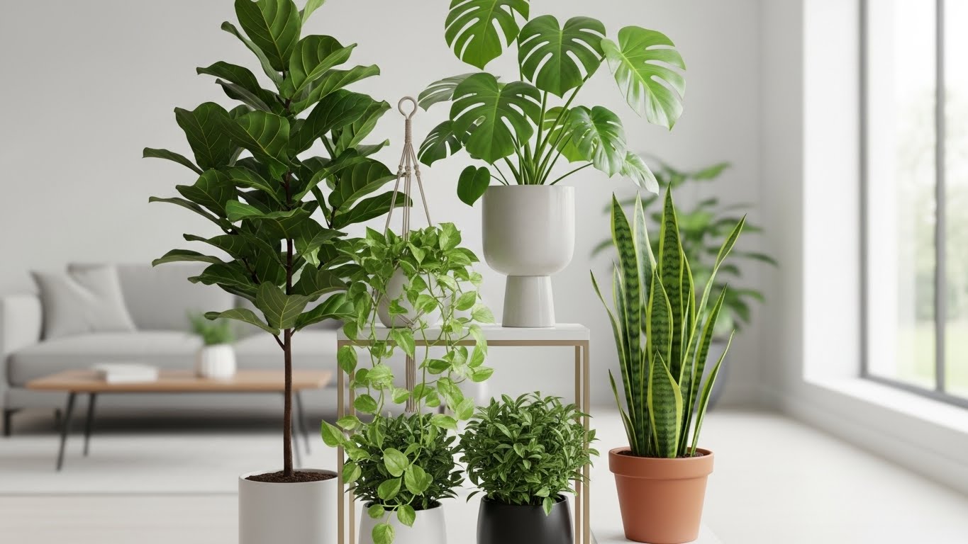 Vibrant indoor plants in modern pots, perfect for fast-growing 2025 favorites
