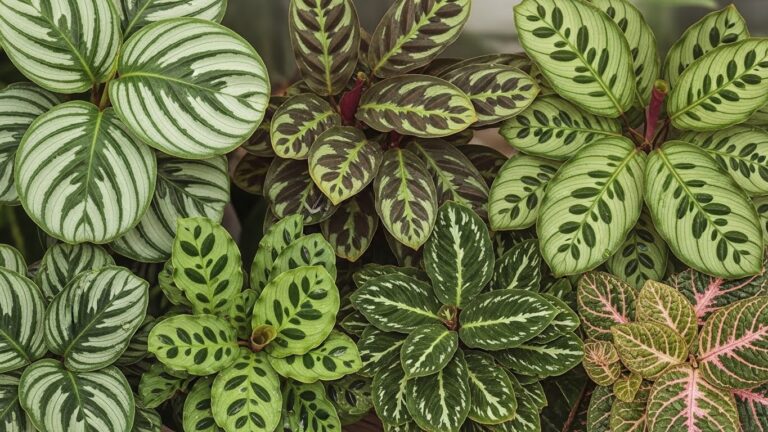 Variety of Calathea plants with vibrant leaves for indoor decoration