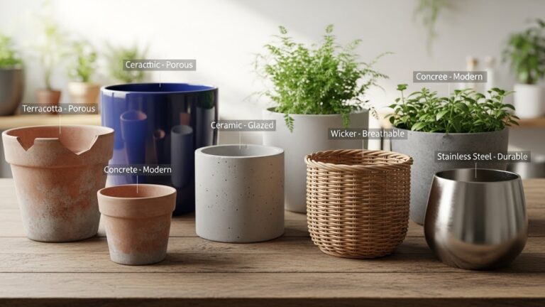 Various pot types for optimal anthurium health and aesthetics, including terracotta and ceramic.