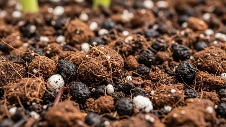 Close-up of potting mix with perlite and soil for ZZ plant growth