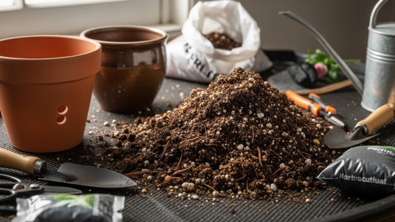 Ideal soil mix with perlite for healthy parlor palms in pots.