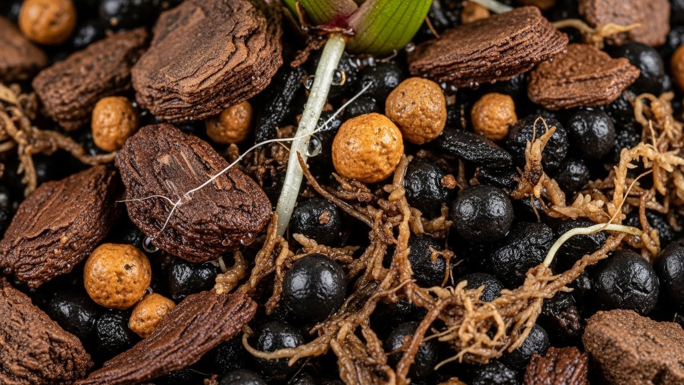Rich soil mix with bark and perlite for healthy philodendrons