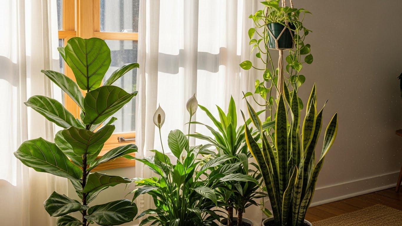 Indoor plants in bright indirect light for air purification