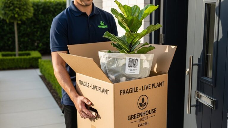 delivery of indoor plant in box from online store