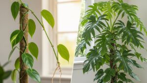Climbing and non-climbing philodendrons showcasing care differences