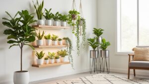 Creative indoor plant shelf and hanging planter ideas for a greener home.