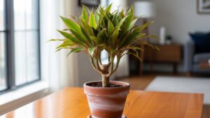 Healthy Dracaena plant showcasing vibrant leaves under optimal light conditions