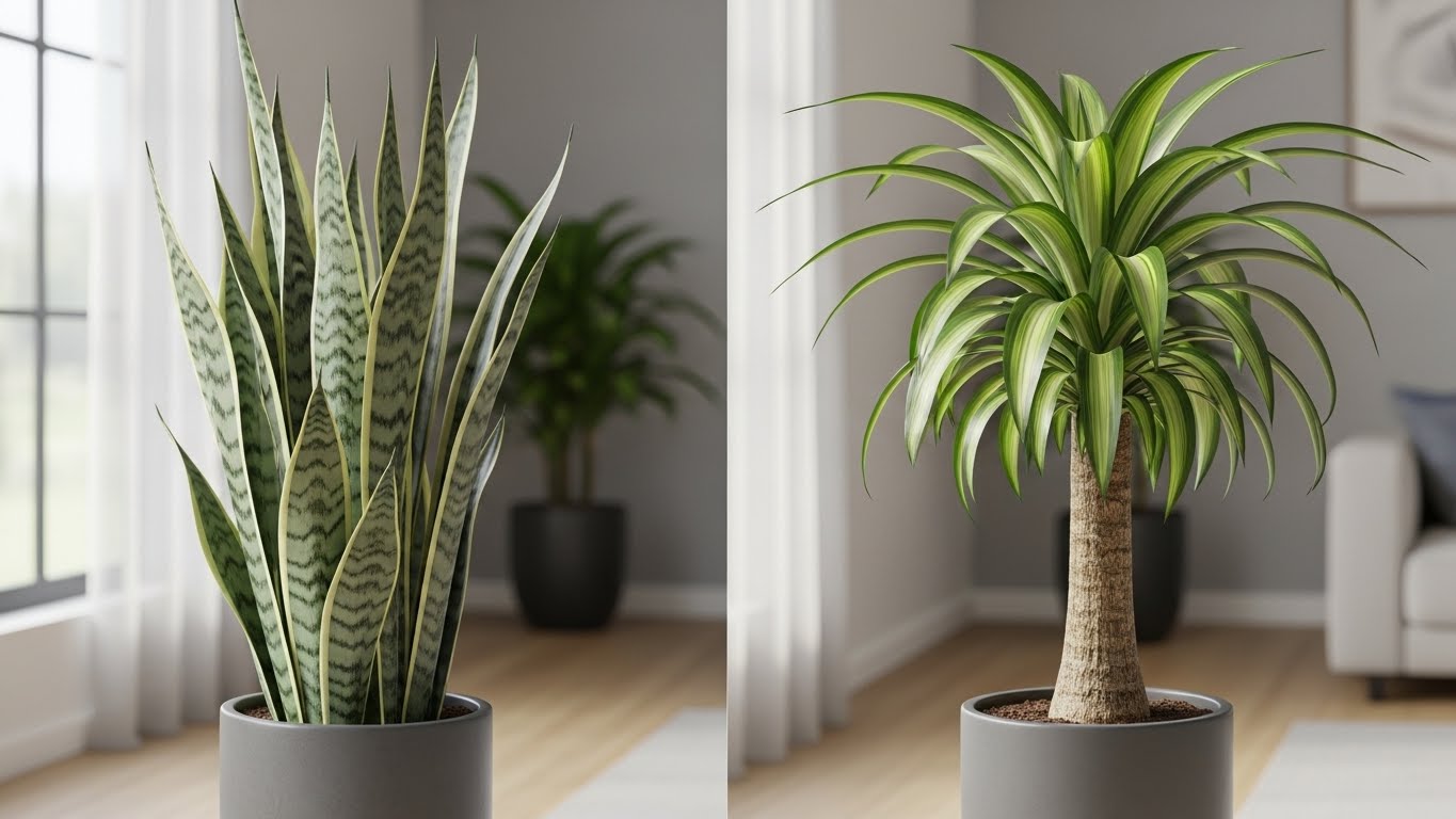 Comparison of Dracaena and Snake Plant in modern home decor