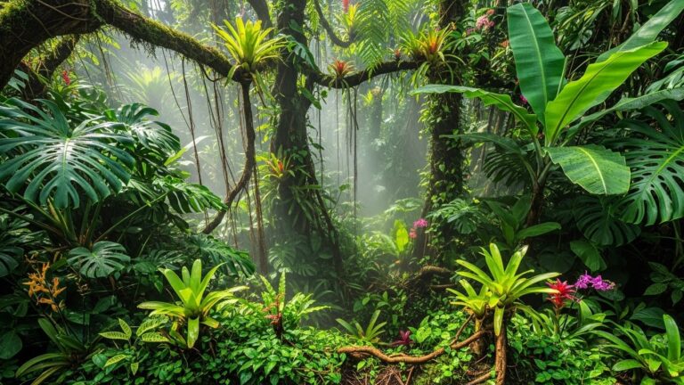 Lush green fast-growing tropical houseplants