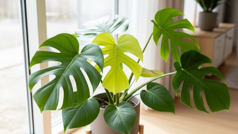 Monstera plant near window receiving indirect sunlight