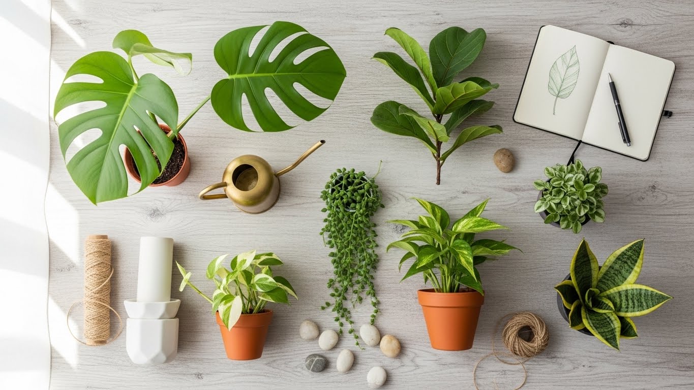Instagram's favorite indoor plants displayed creatively on a wooden table