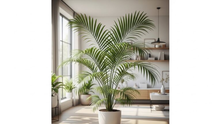Indoor Kentia Palm in bright modern living room