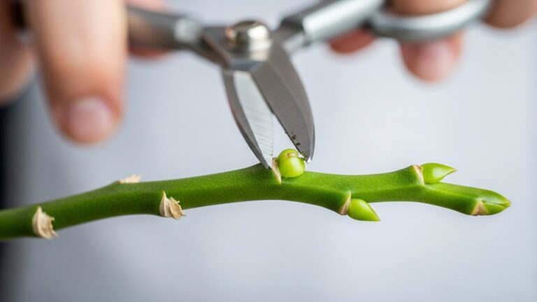 Pruning an orchid flower spike for optimal growth and care.