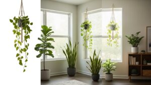 Pet-friendly indoor plants in a bright room with natural light