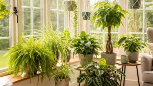Pet-safe plants on a sunny windowsill, perfect for bright windows