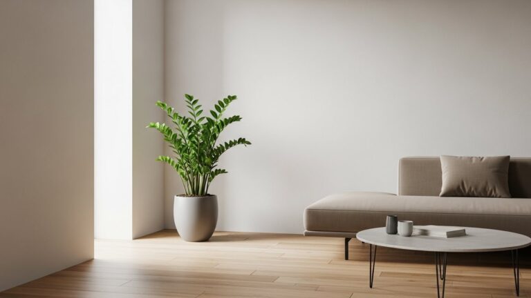 ZZ Plant in a Modern Living Room Setting for Indoor Plant Care
